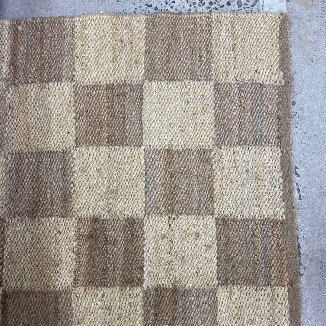 Handloomed Hemp Rug - Natural/Bleach Check