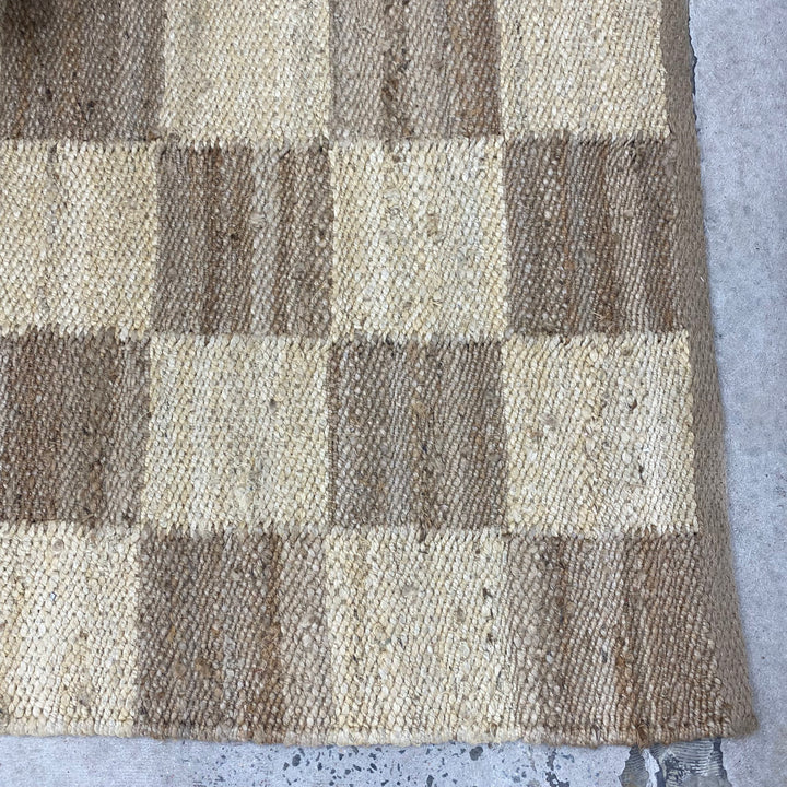 Handloomed Hemp Rug - Natural/Bleach Check