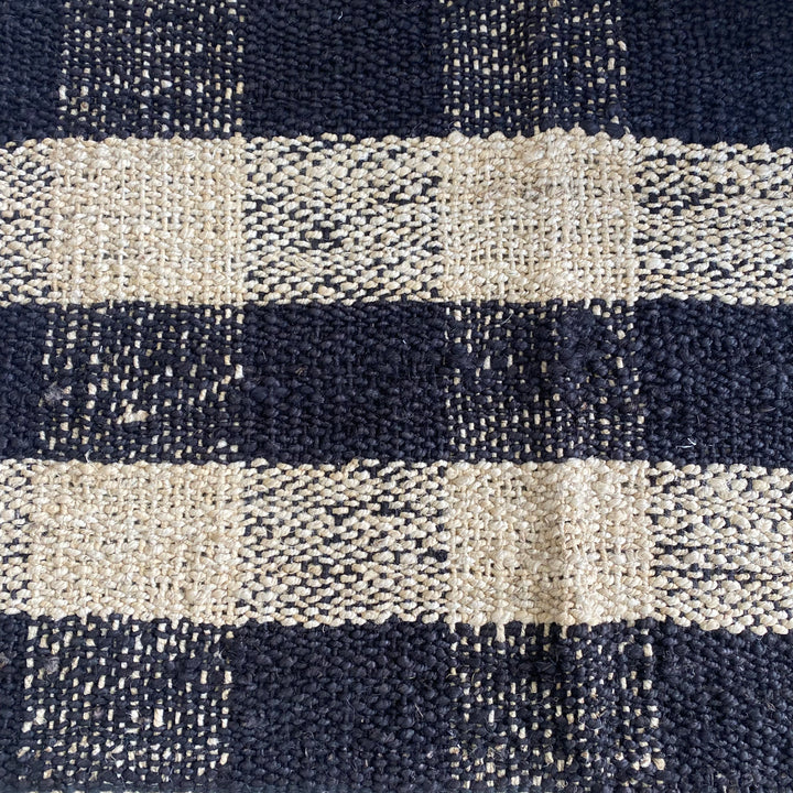 Handloomed Hemp Rug - Natural/Black Check