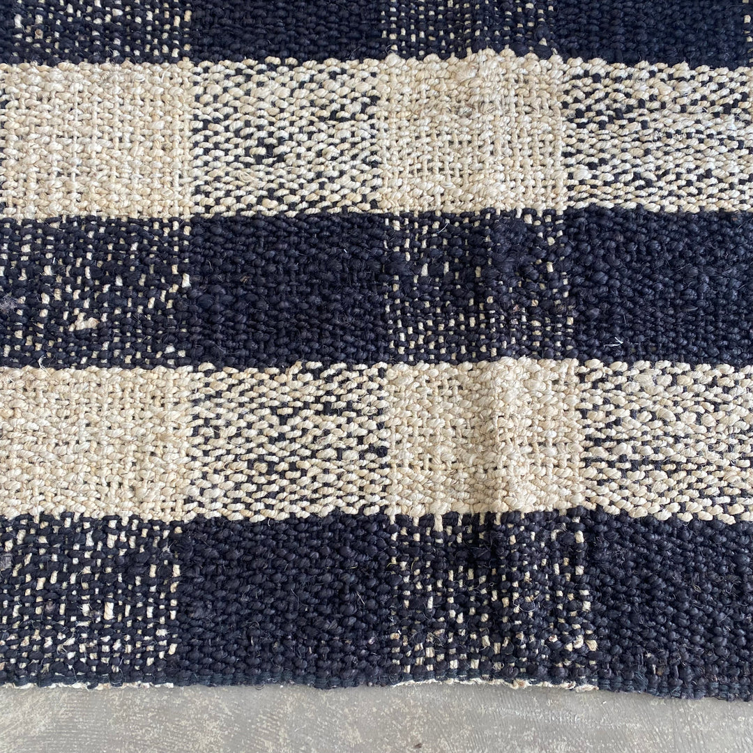 Handloomed Hemp Rug - Natural/Black Check