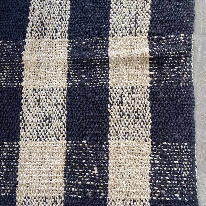 Handloomed Hemp Rug - Natural/Black Check