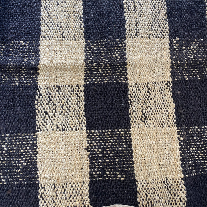 Handloomed Hemp Rug - Natural/Black Check