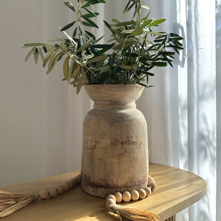 Vintage Indian Wooden Pot - Natural