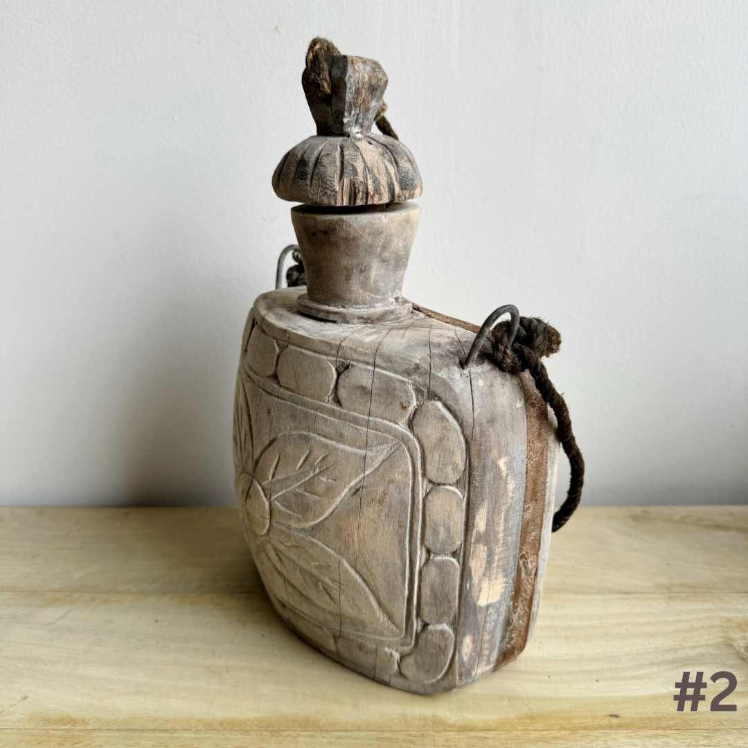 Vintage Indian Wooden Bottle