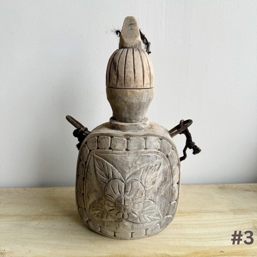 Vintage Indian Wooden Bottle