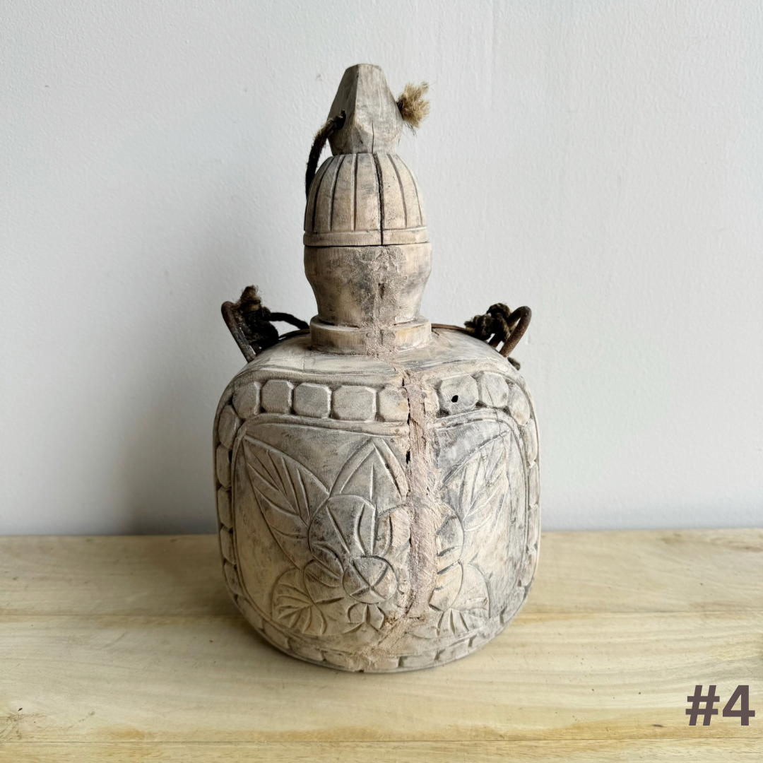 Vintage Indian Wooden Bottle