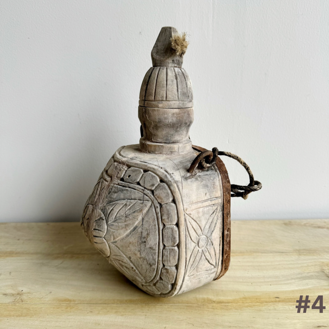 Vintage Indian Wooden Bottle