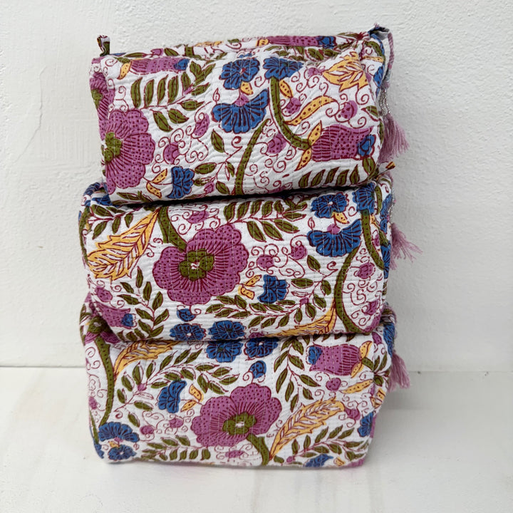 'Charlotte' Cotton Toiletries Bag (waterproof lining)