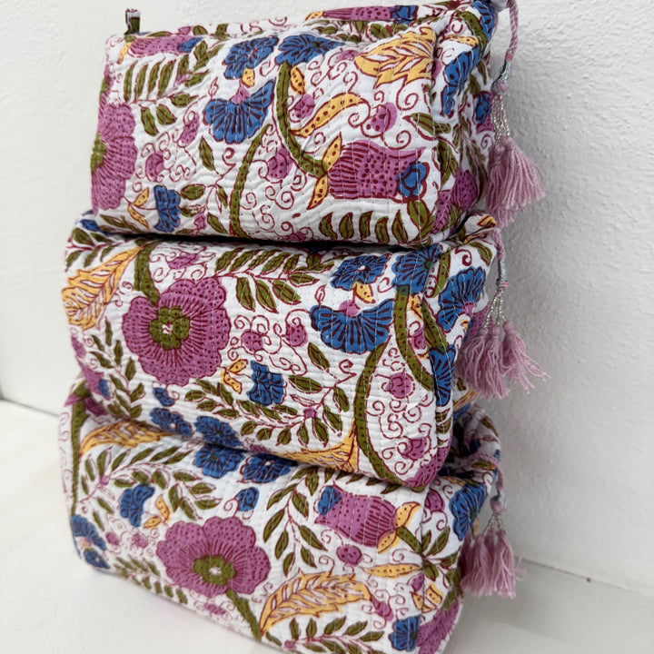 'Charlotte' Cotton Toiletries Bag (waterproof lining)