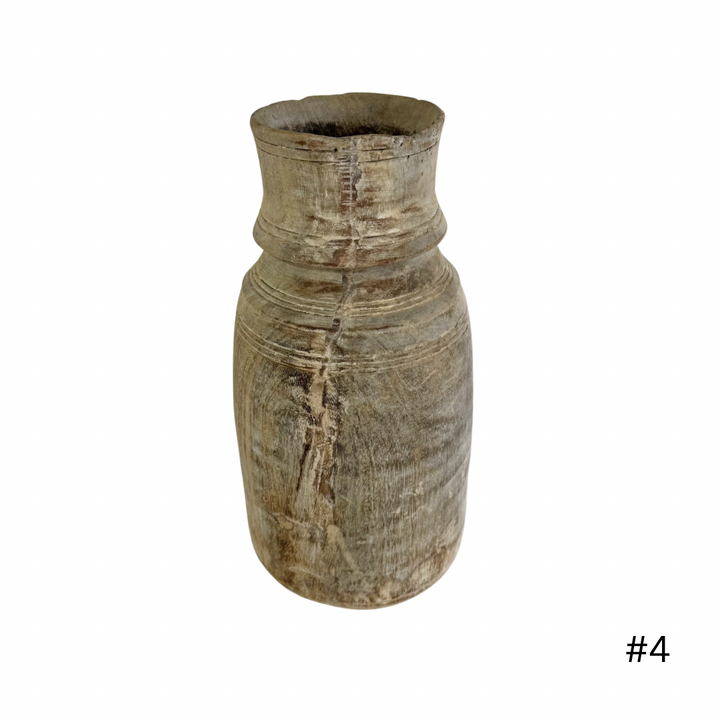 Vintage Indian Wooden Pot - Natural