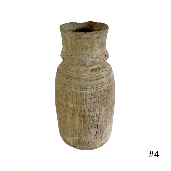 Vintage Indian Wooden Pot - Natural