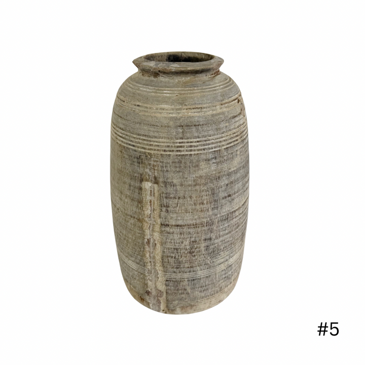 Vintage Indian Wooden Pot - Natural