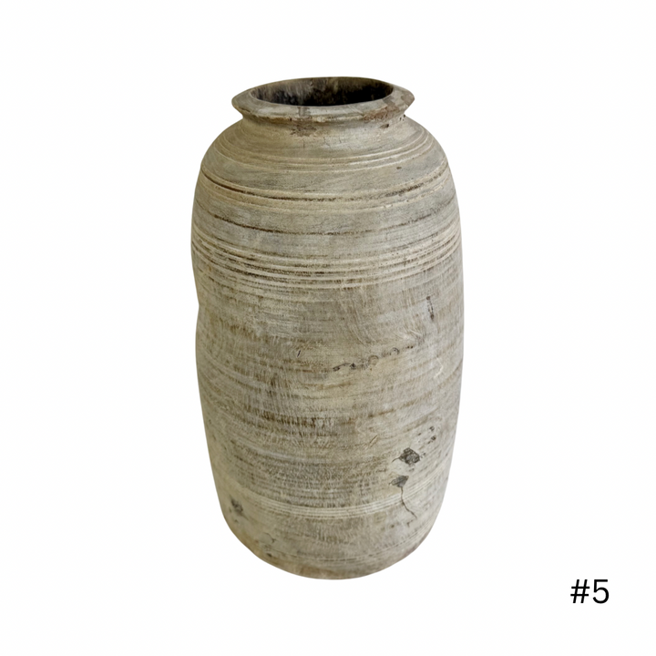 Vintage Indian Wooden Pot - Natural