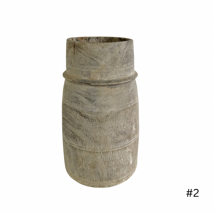 Vintage Indian Wooden Pot - Small