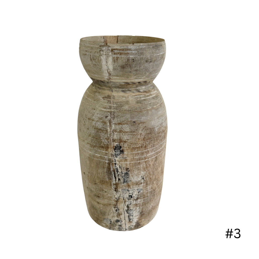 Vintage Indian Wooden Pot - Small