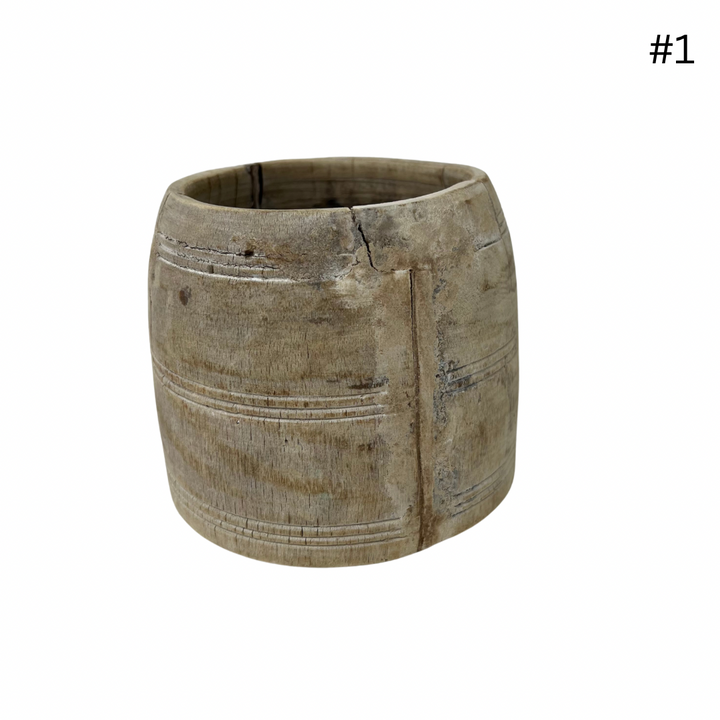 Vintage Indian Wooden Pot - Small