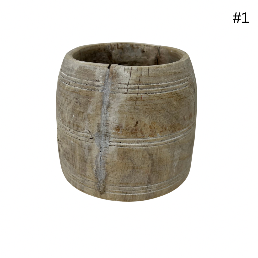 Vintage Indian Wooden Pot - Small