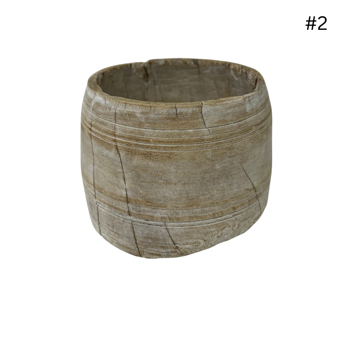 Vintage Indian Wooden Pot - Small