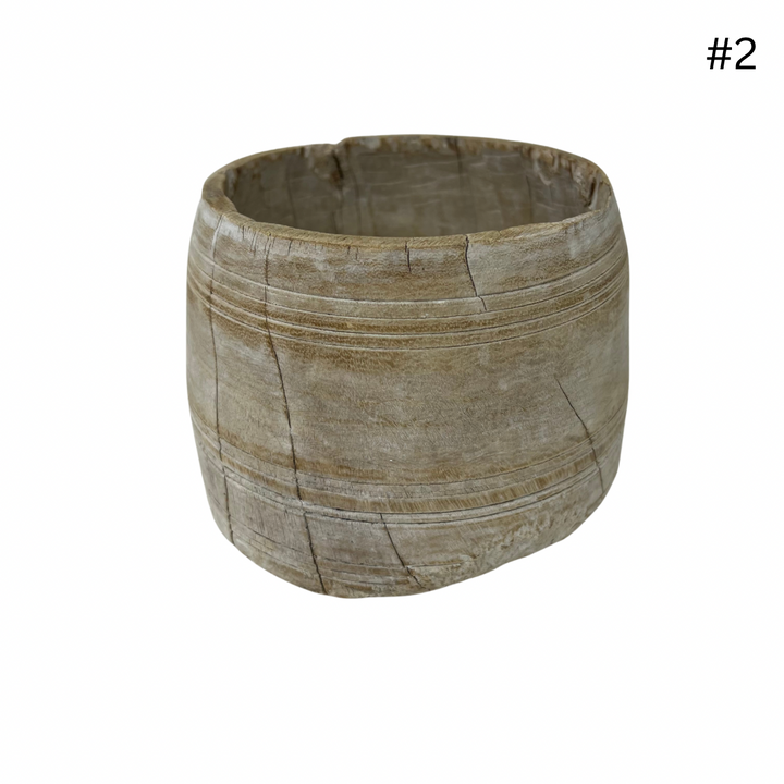 Vintage Indian Wooden Pot - Small