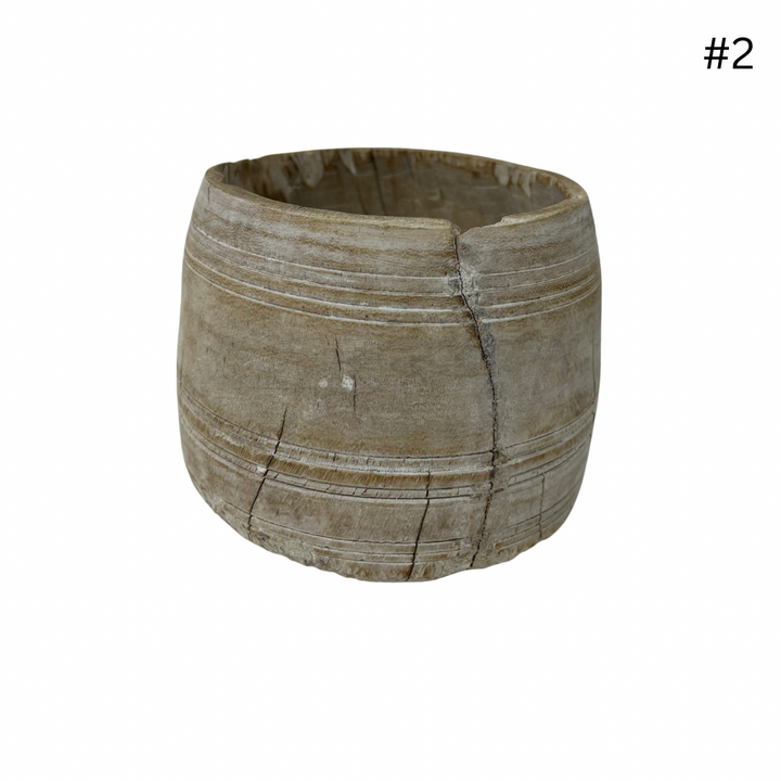 Vintage Indian Wooden Pot - Small