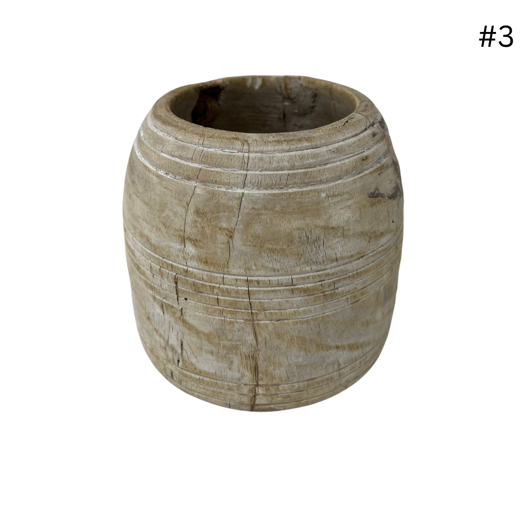 Vintage Indian Wooden Pot - Small