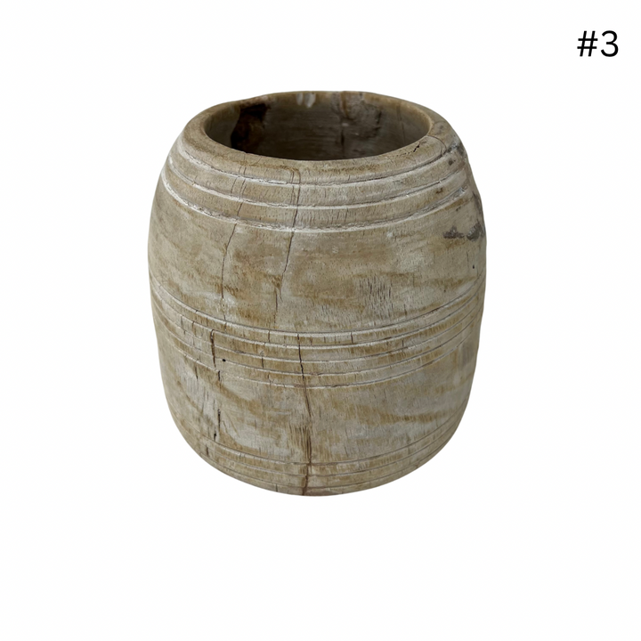Vintage Indian Wooden Pot - Small