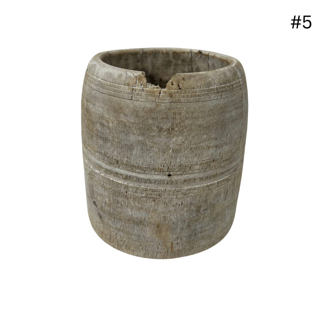 Vintage Indian Wooden Pot - Small