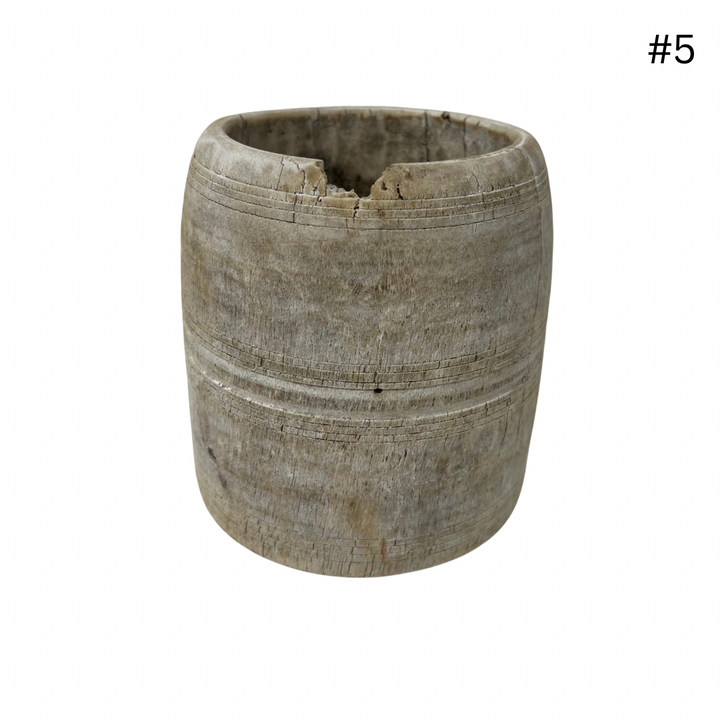 Vintage Indian Wooden Pot - Small