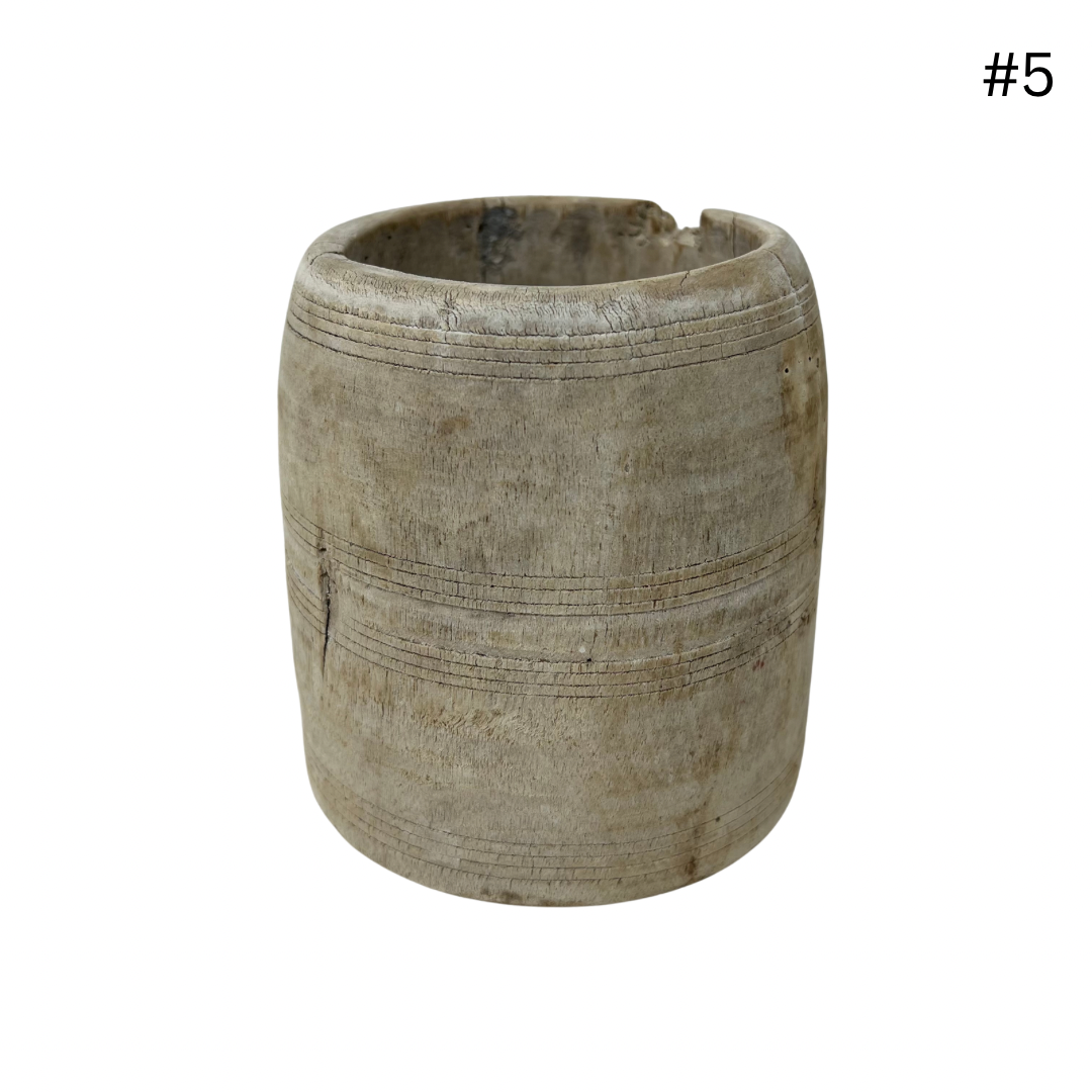 Vintage Indian Wooden Pot - Small