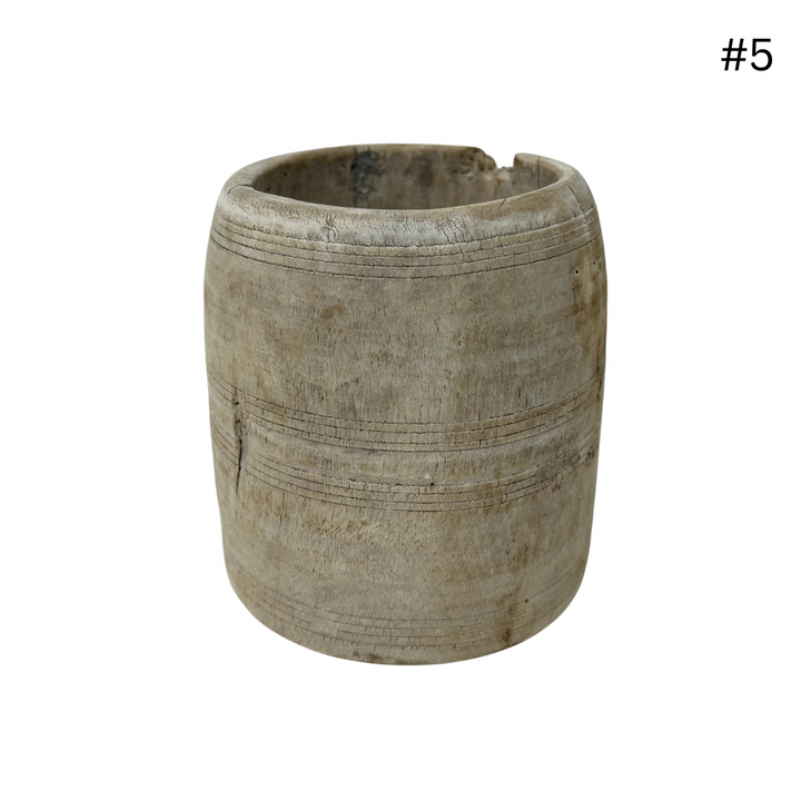 Vintage Indian Wooden Pot - Small