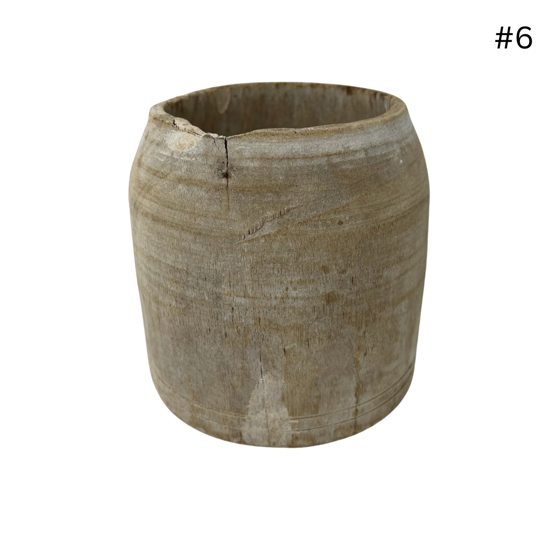 Vintage Indian Wooden Pot - Small
