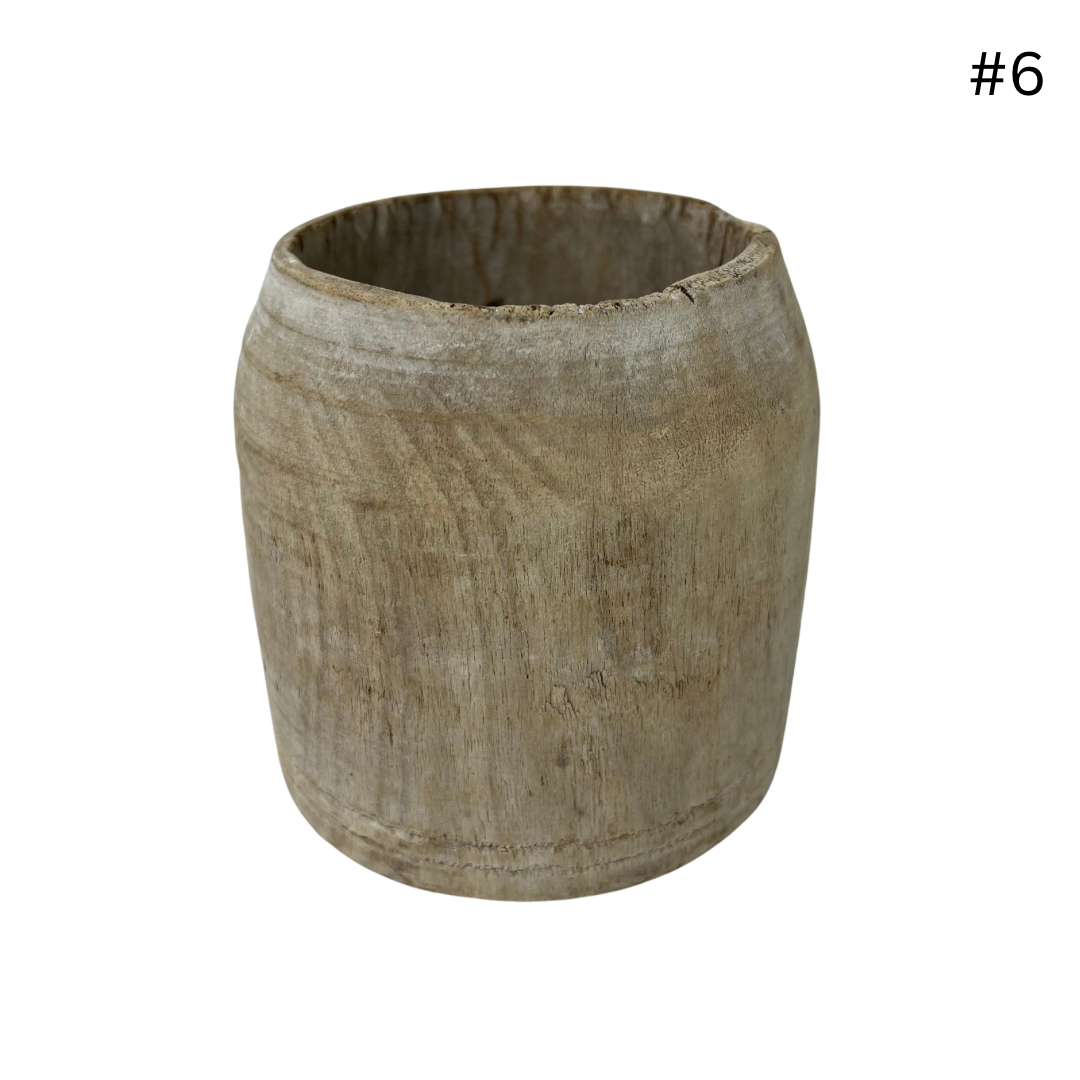 Vintage Indian Wooden Pot - Small