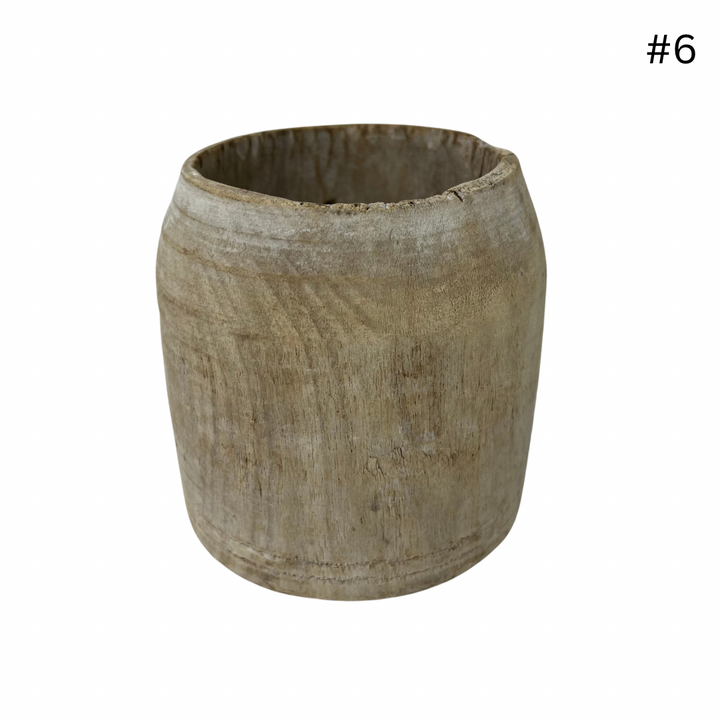 Vintage Indian Wooden Pot - Small
