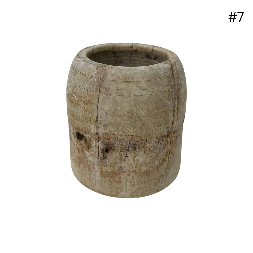 Vintage Indian Wooden Pot - Small