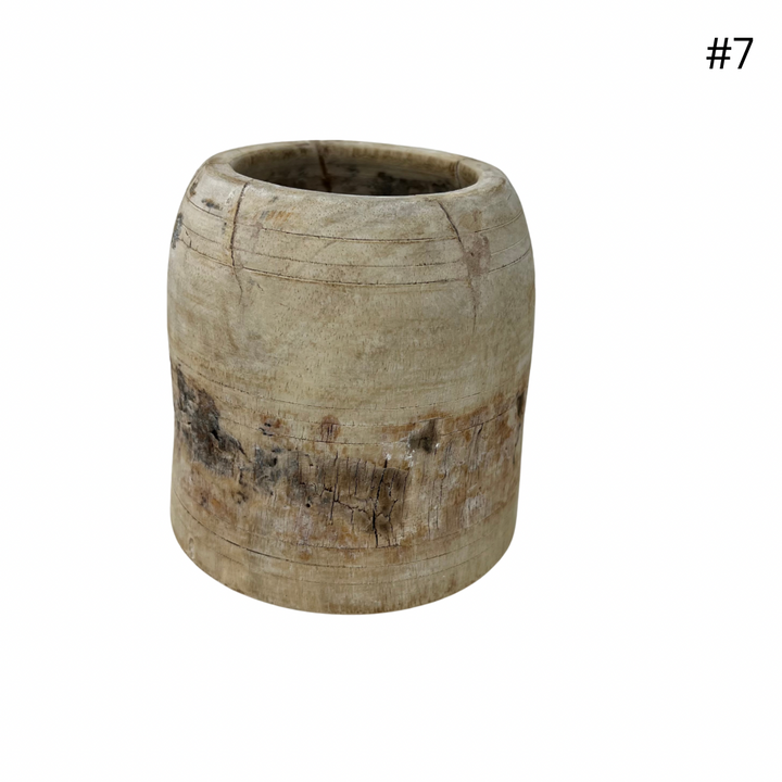 Vintage Indian Wooden Pot - Small