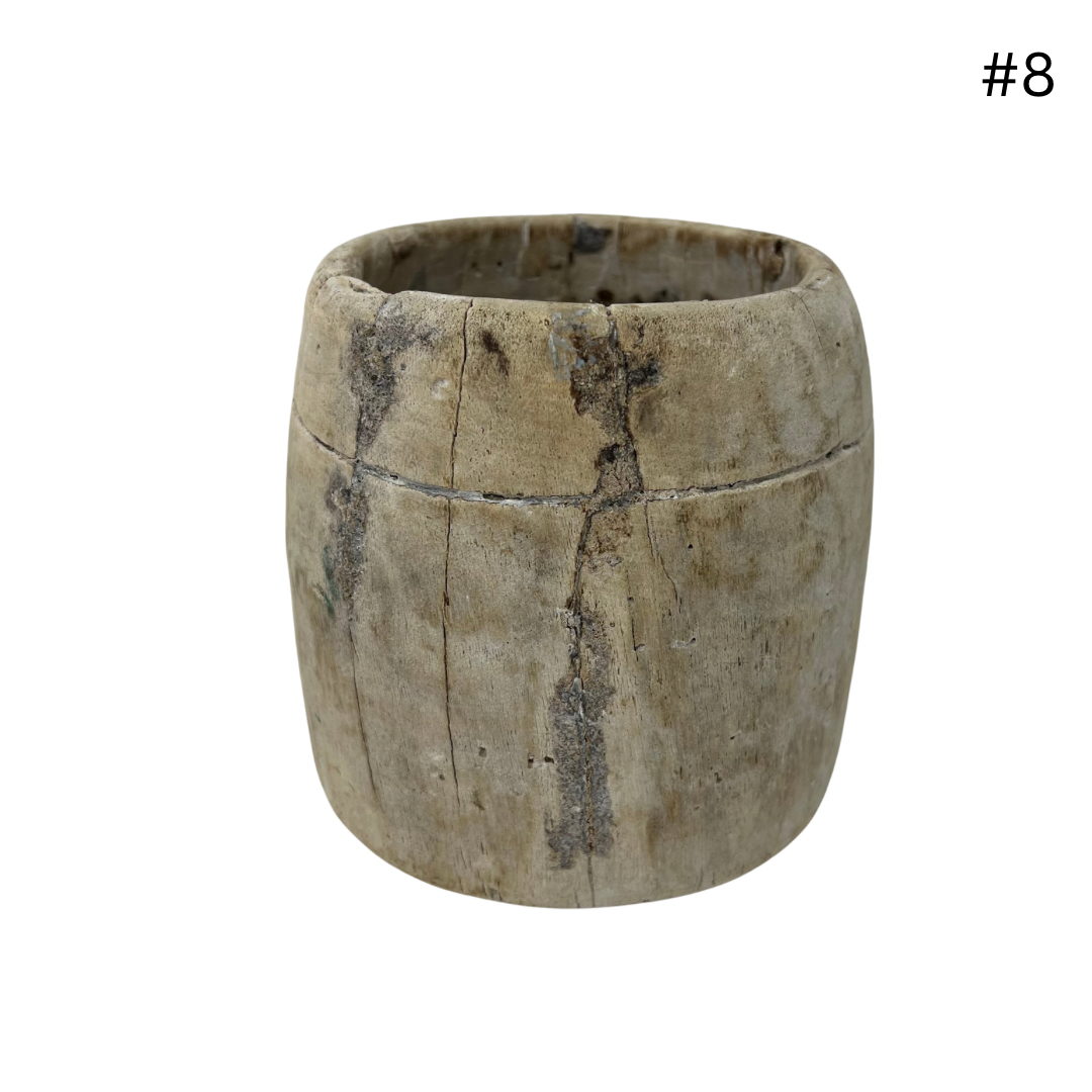 Vintage Indian Wooden Pot - Small