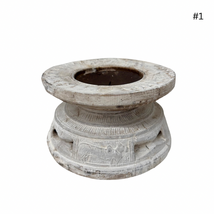 Vintage Indian Seeder Candle Base - Whitewash