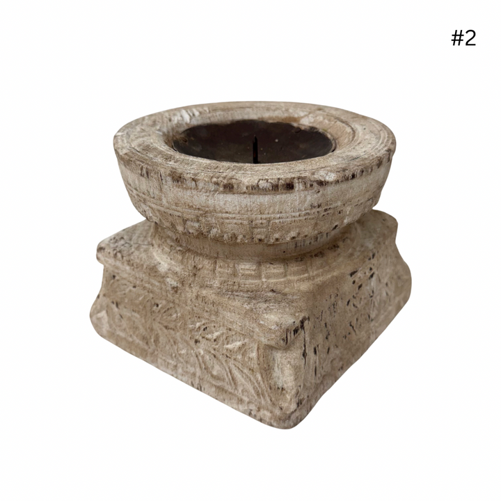 Vintage Indian Seeder Candle Base - Whitewash