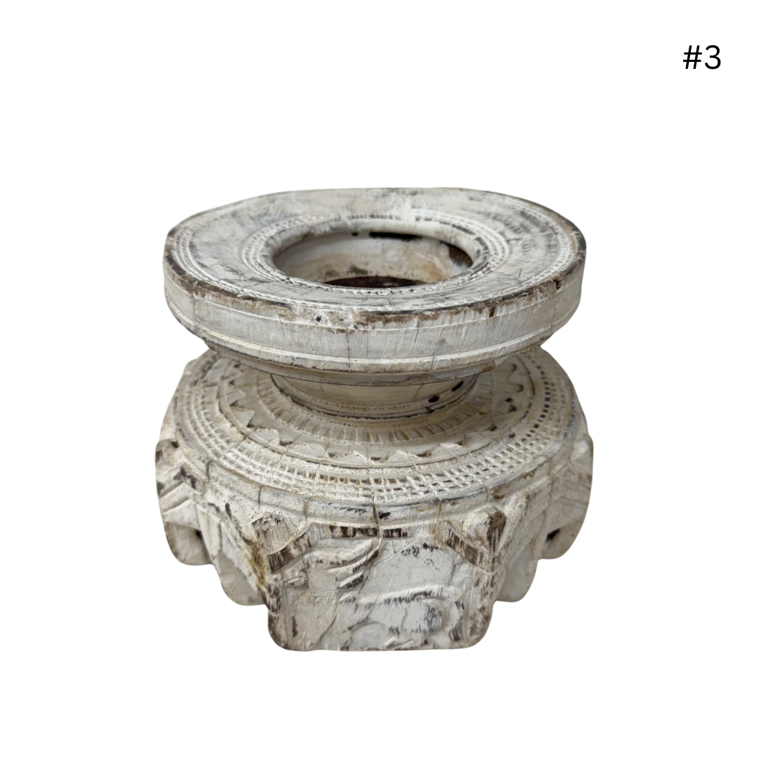 Vintage Indian Seeder Candle Base - Whitewash