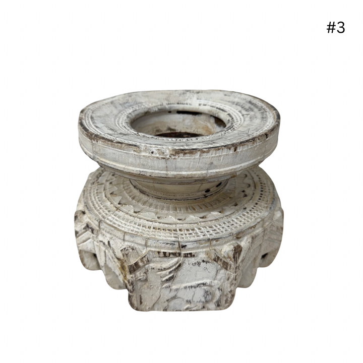 Vintage Indian Seeder Candle Base - Whitewash