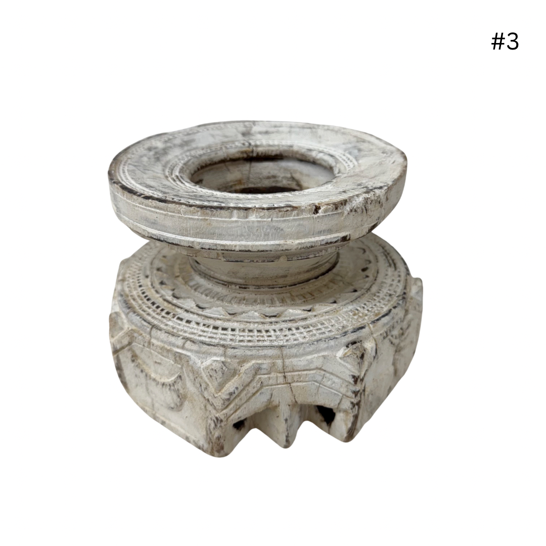Vintage Indian Seeder Candle Base - Whitewash