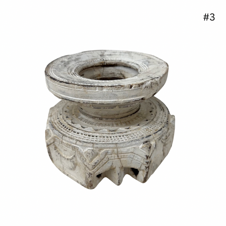 Vintage Indian Seeder Candle Base - Whitewash