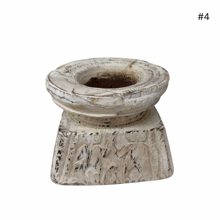 Vintage Indian Seeder Candle Base - Whitewash