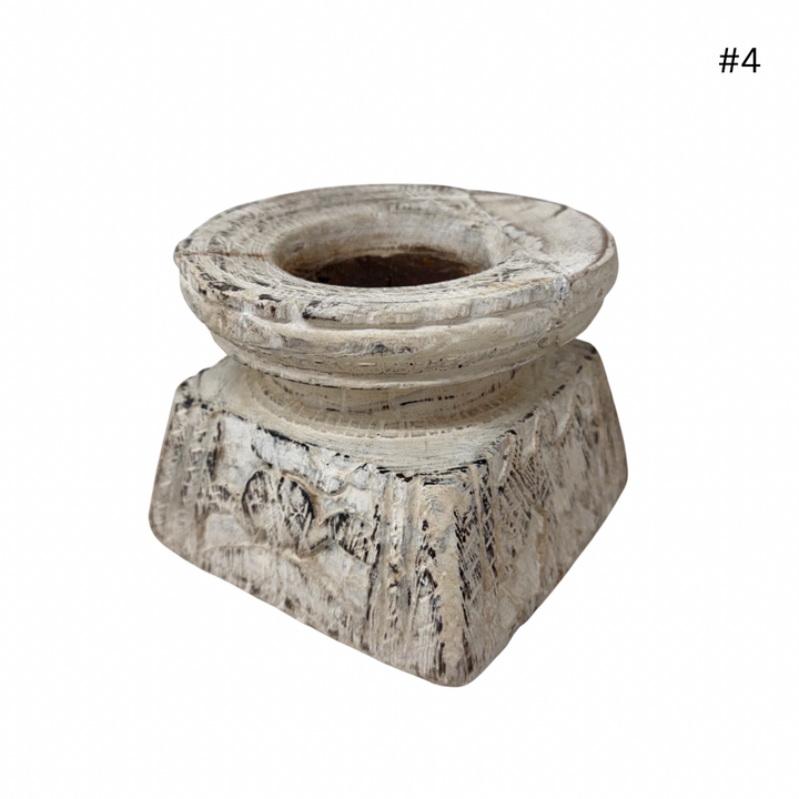 Vintage Indian Seeder Candle Base - Whitewash