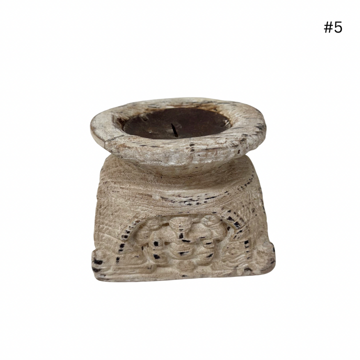Vintage Indian Seeder Candle Base - Whitewash