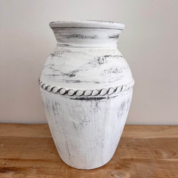 'Tova' Clay Vase - Whitewash