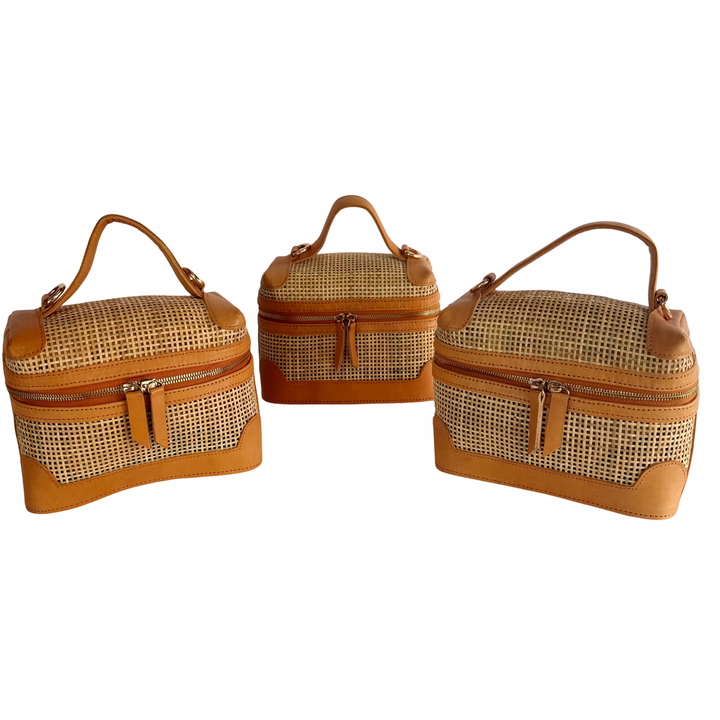 Mila Leather & Rattan Handbag