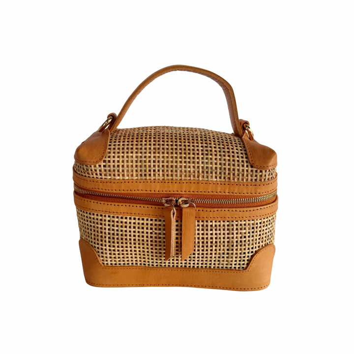 Mila Leather & Rattan Handbag