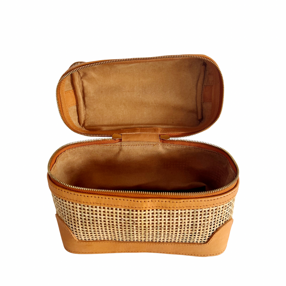 Mila Leather & Rattan Handbag