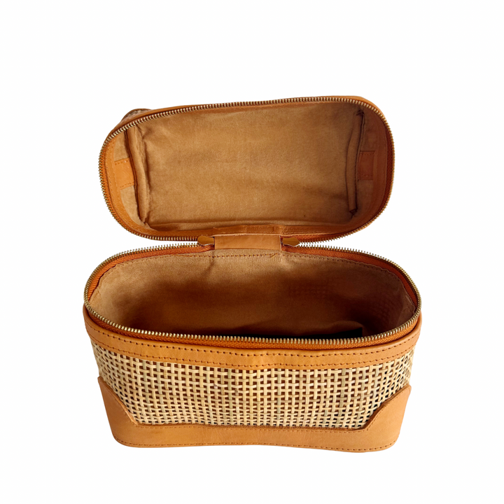 Mila Leather & Rattan Handbag